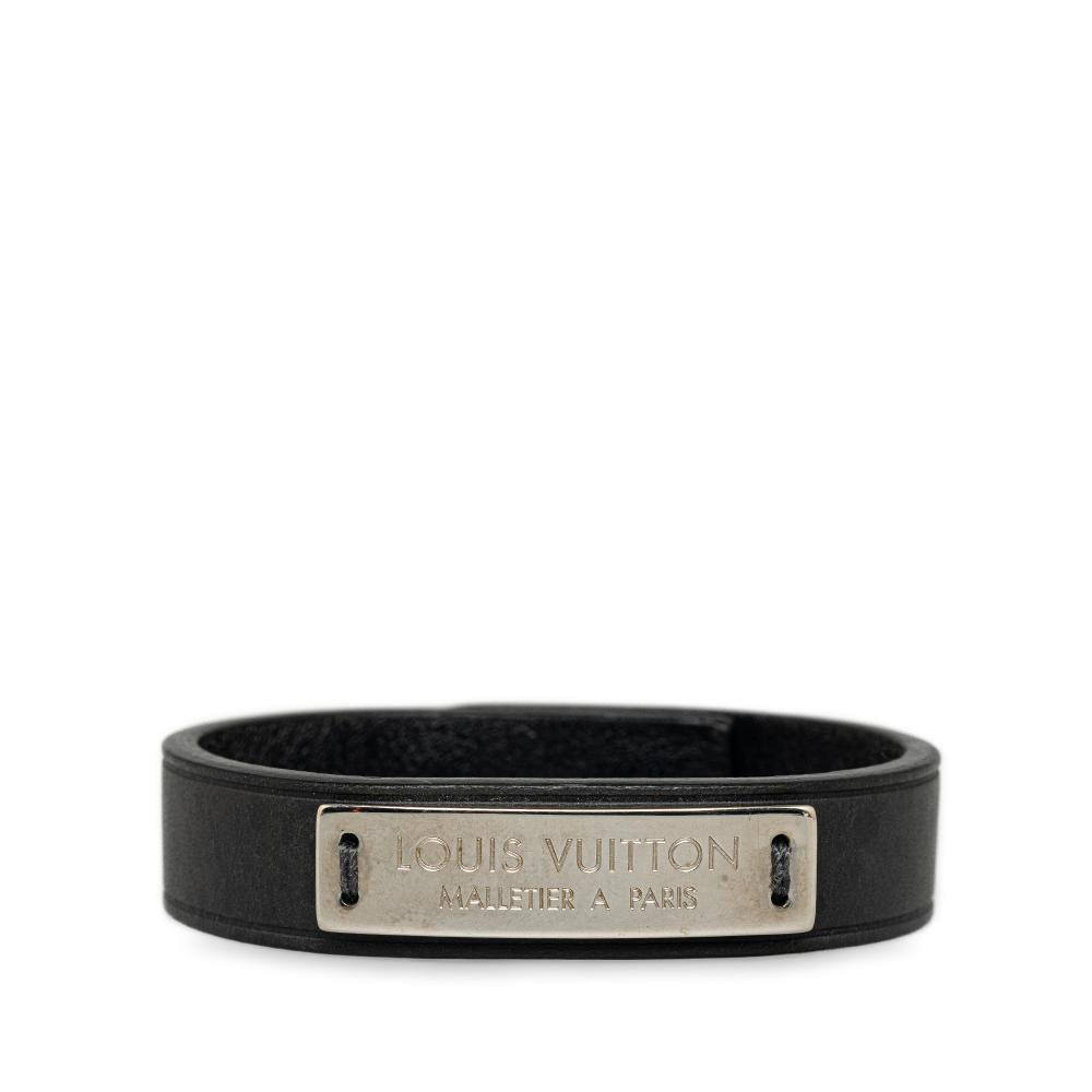 Louis Vuitton AB Louis Vuitton Black Calf Leather Press It Bracelet Spain