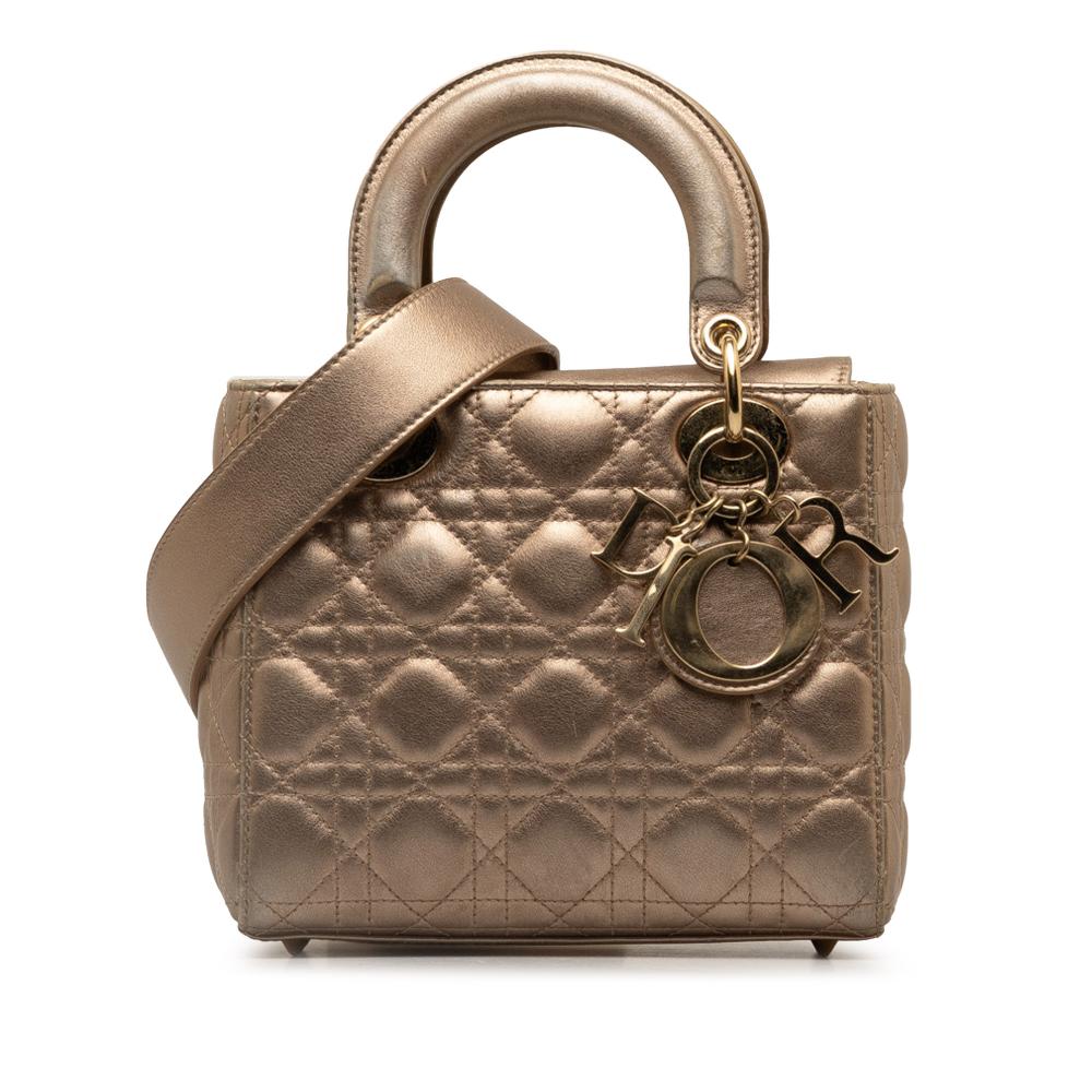 Christian Dior B Dior Gold Lambskin Leather Leather Small Lambskin Cannage My ABCDior Lady Dior Italy
