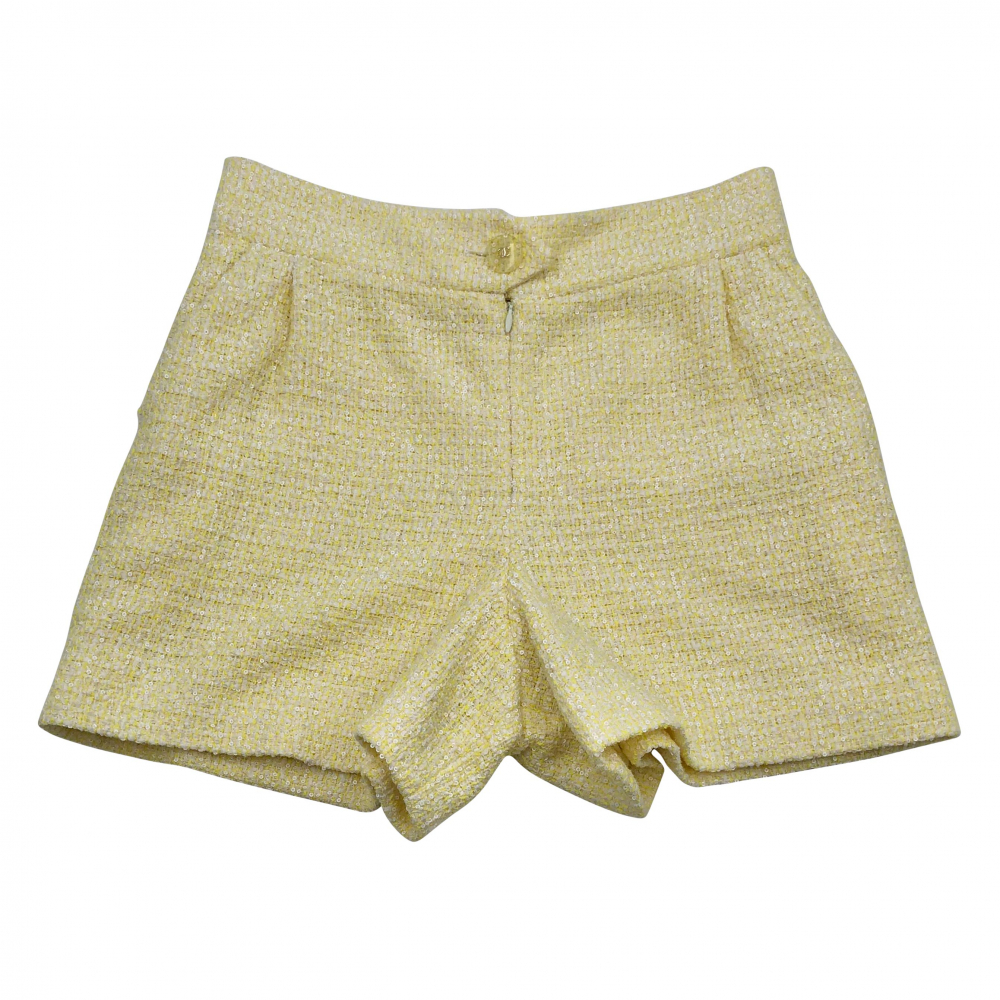 Chanel short en tweed de coton mélangé jaune