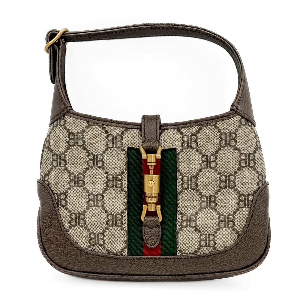 Gucci Jackie 1961 Mini X Balenciaga Canvas Hobo Bag GG Supreme