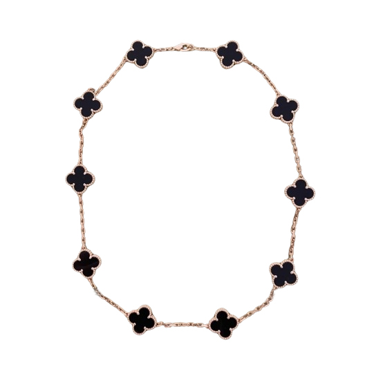 Van Cleef & Arpels Halskette mit 10 Motiven Alhambra Onyx