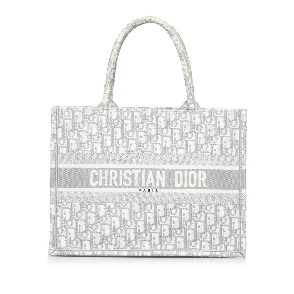 Christian Dior AB Dior Gray Canvas Fabric Medium Oblique Book Tote Italy