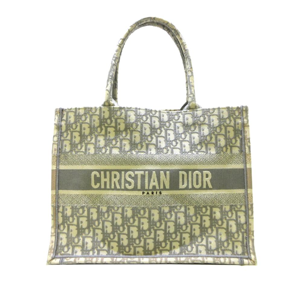 Christian Dior B Dior Gray Canvas Fabric Medium Oblique Book Tote Italy