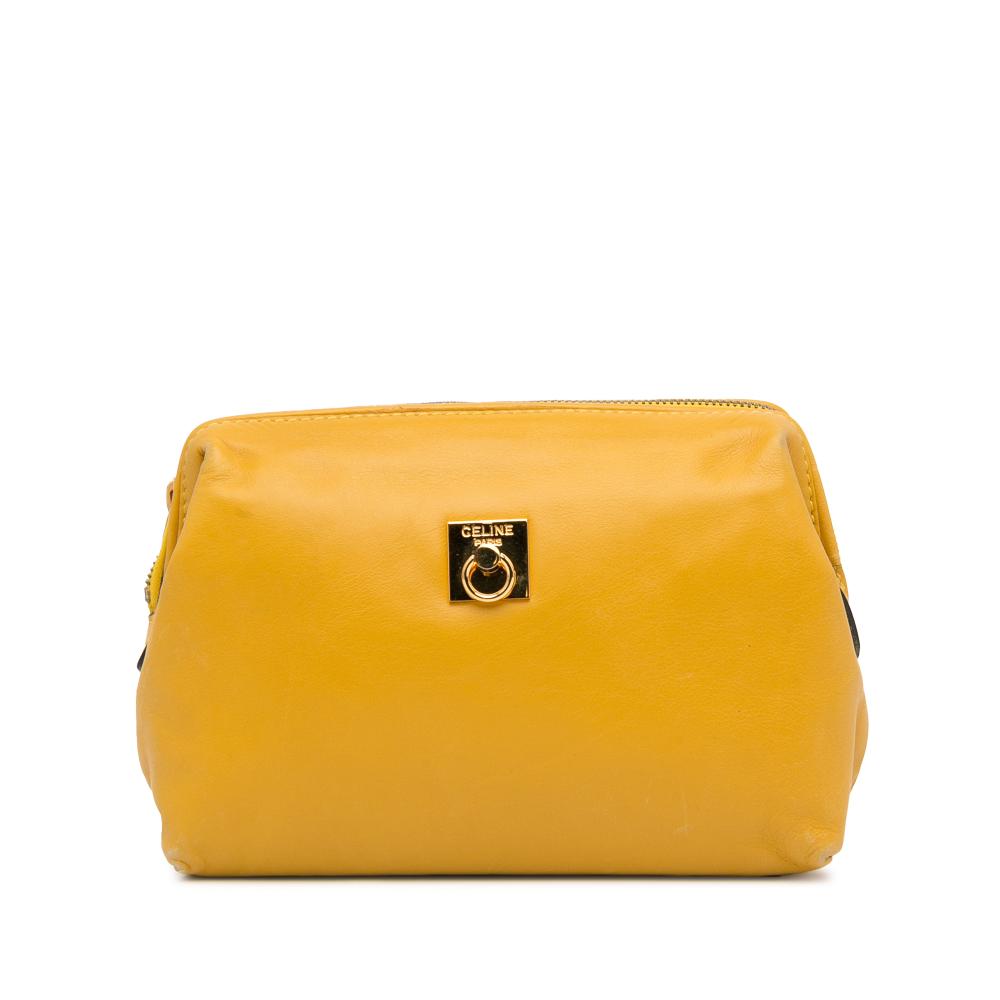 Celine B Celine Yellow Calf Leather Cosmetic Pouch Italy