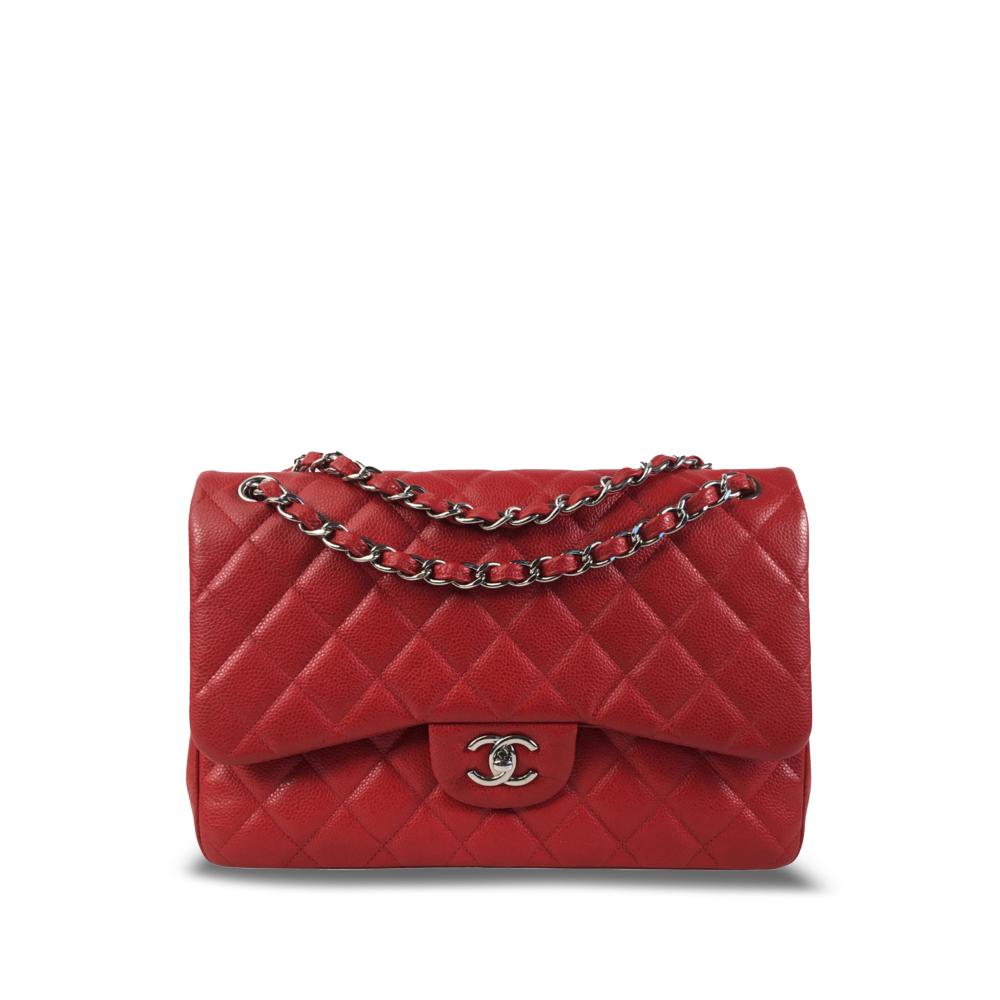 Chanel AB Chanel Red Caviar Leather Leather Jumbo Classic Caviar Double Flap Italy