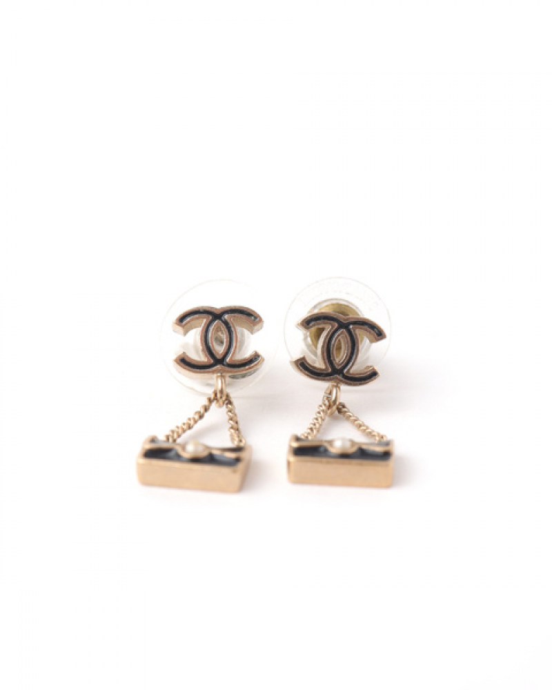 Chanel Cc Bag Charm Earrings