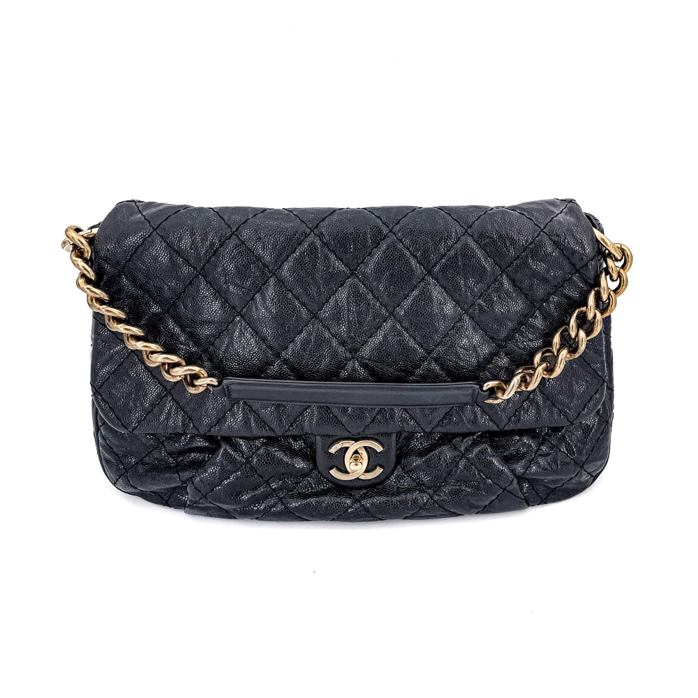 Chanel Jumbo Distressed Caviar Black Bag