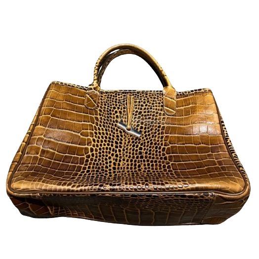Longchamp Roseau croco camel