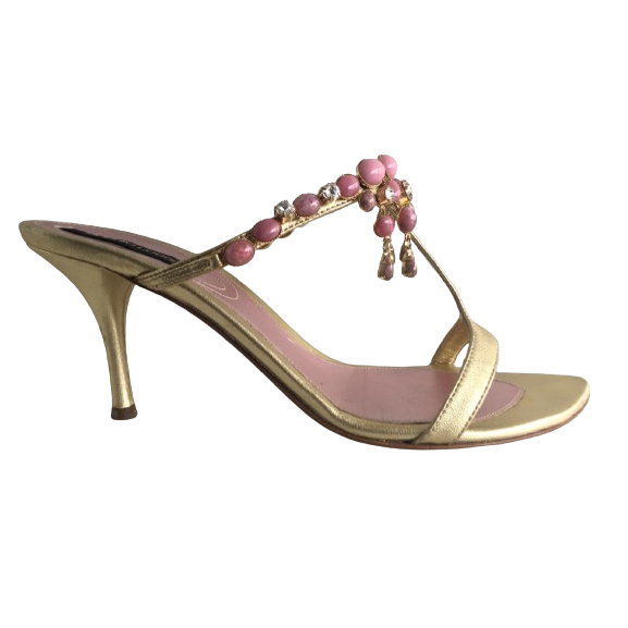 Sergio Rossi Talons mulets dorés