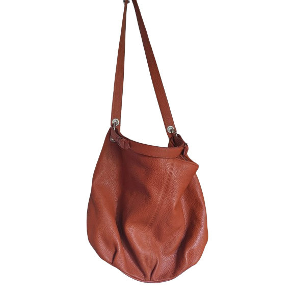 GROOM Große Tasche aus genarbtem Leder in Orange NEUF