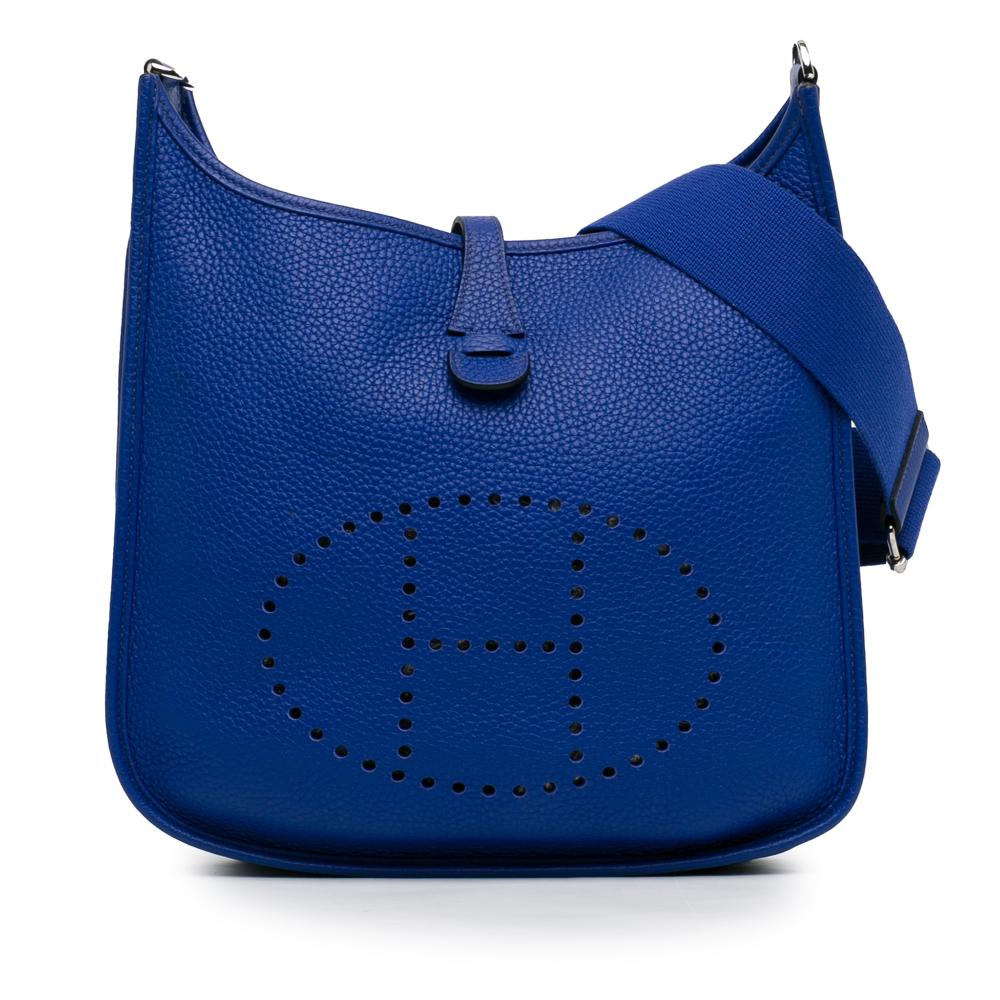 Hermès AB Hermès Blue Dark Blue Calf Leather Clemence Evelyne III PM France