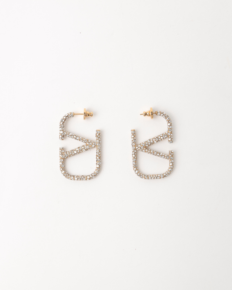 Valentino V Logo Crystal-Embellished Earrings
