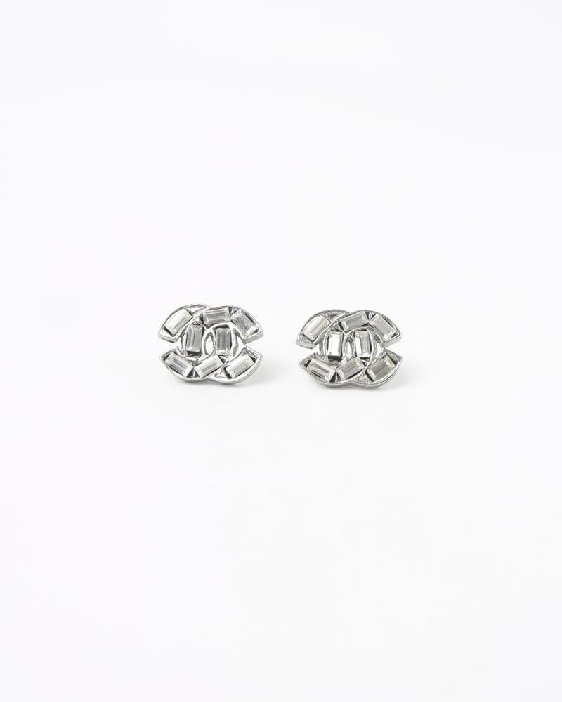 Chanel Cc Rhinestone Earrings