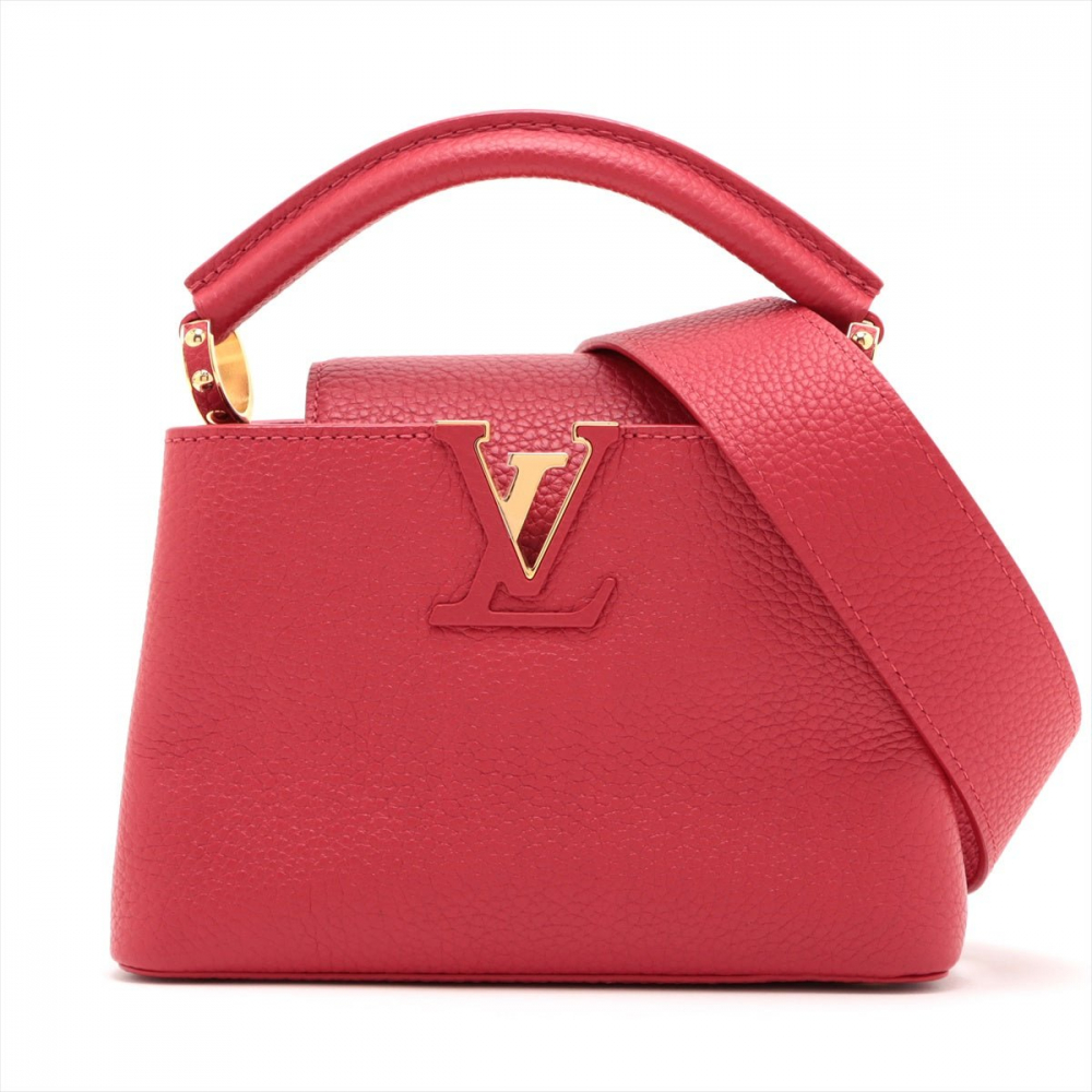 Louis Vuitton Capucines Mini Taurillon Leather 2-Ways Handbag Red