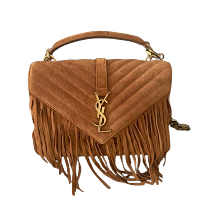 College Fringed Quilted Suede Bag Saint Laurent MyPrivateDressing