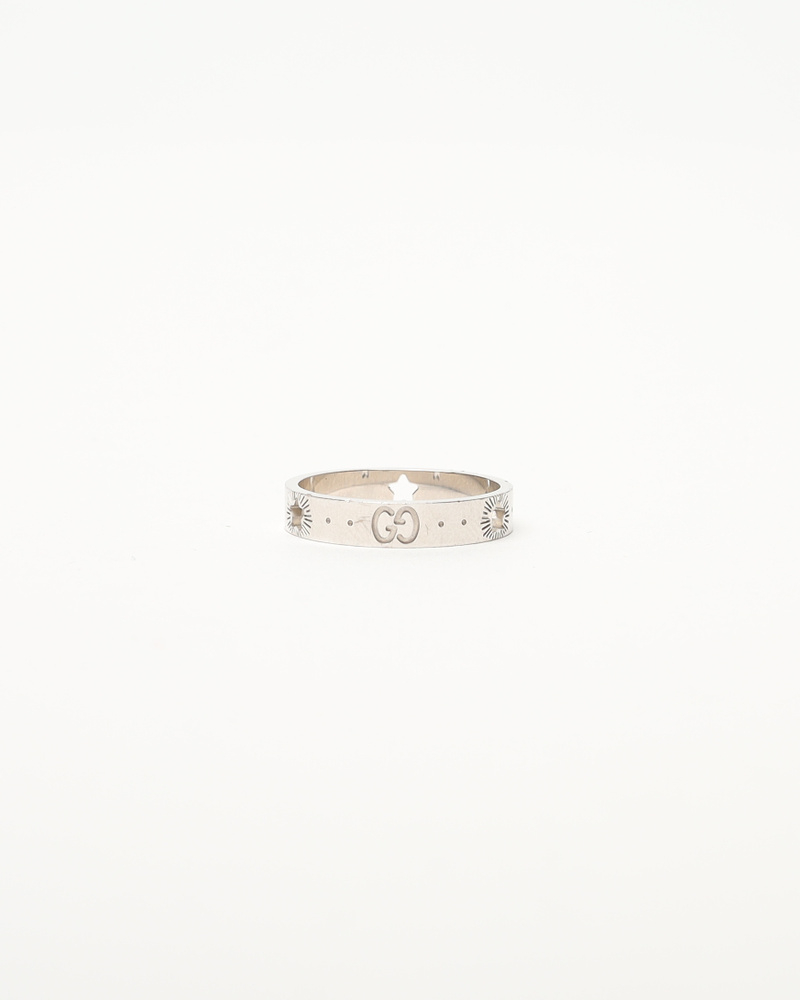 Gucci Gg Icon Star White Gold 4.2g Ring