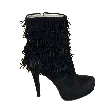 Free Lance Suede fringe wedge booties