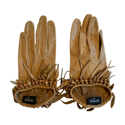 Roeckl Beige Lederhandschuhe mit Dekor
