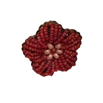 Furla Bague en laiton avec perles rouges et fleurs, réglable avec boîte d'origine