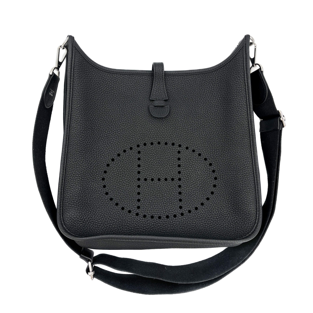 Hermès Evelyne 29 Taurillon Clemence Leather Hobo Crossbody Black