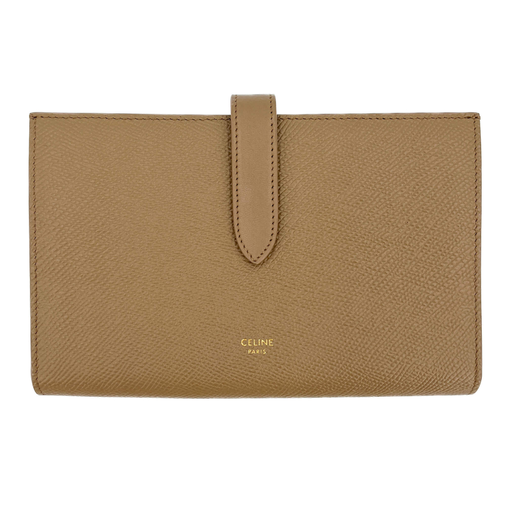 Celine Long Flap Wallet Grained Calfskin Leather Beige