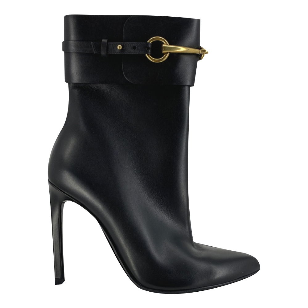 Gucci Booties Gucci en cuir noir avec mors