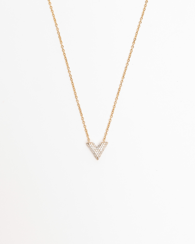 Louis Vuitton V Rhinestone Necklace