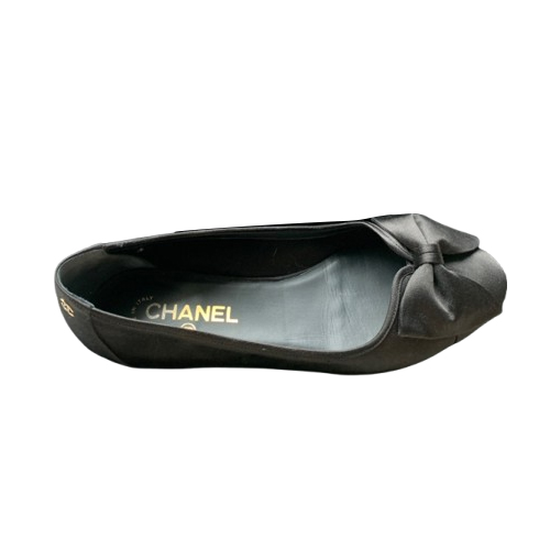 Chanel Satin Bow Flats Black
