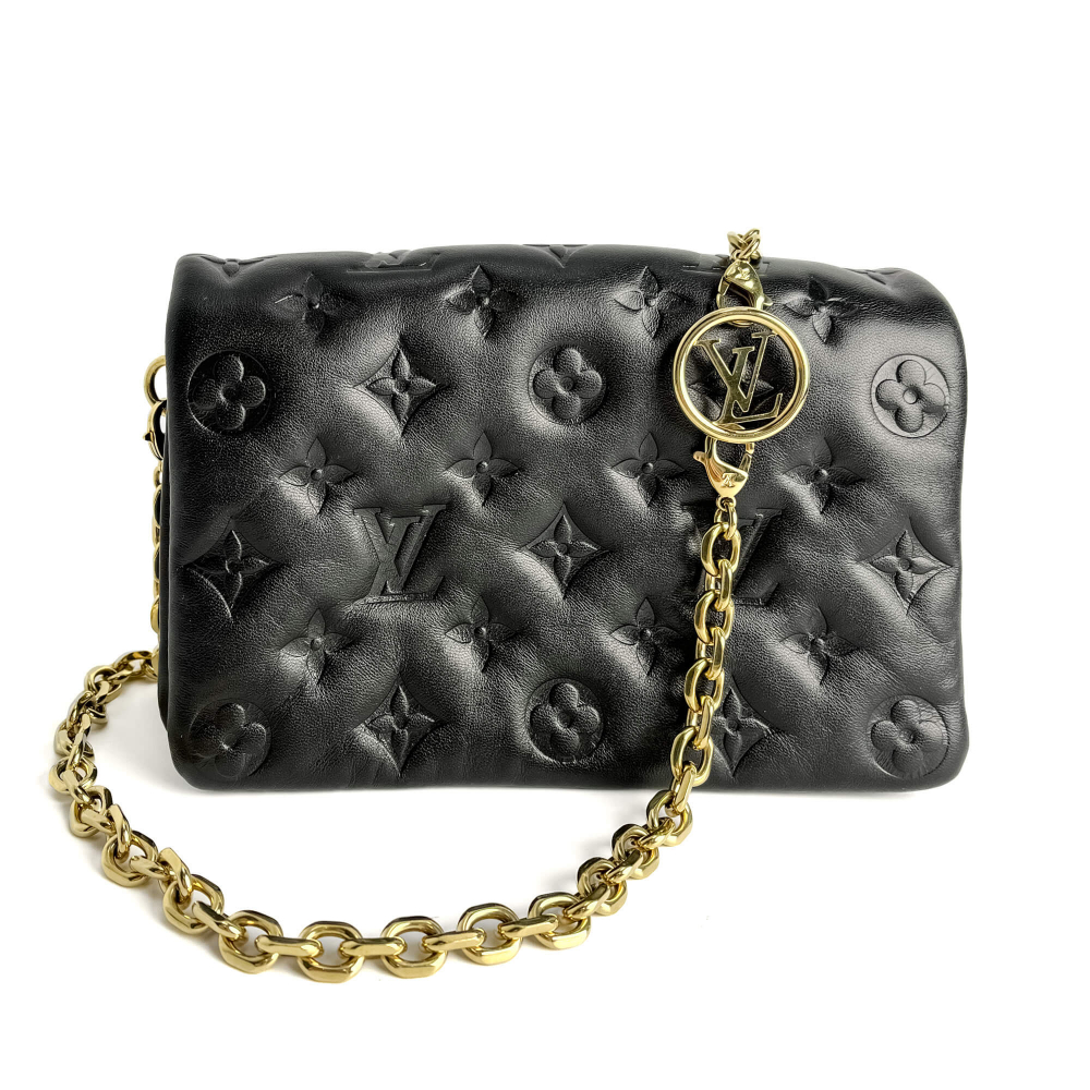 Louis Vuitton Coussin Pochette Embossed Monogram Leather 3-Ways Messenger Crossbody Black