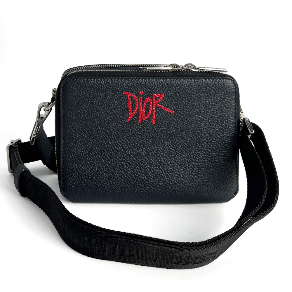 Christian Dior Dior x Shawn Stussy Leather 2-Ways Camera Crossbody Blue