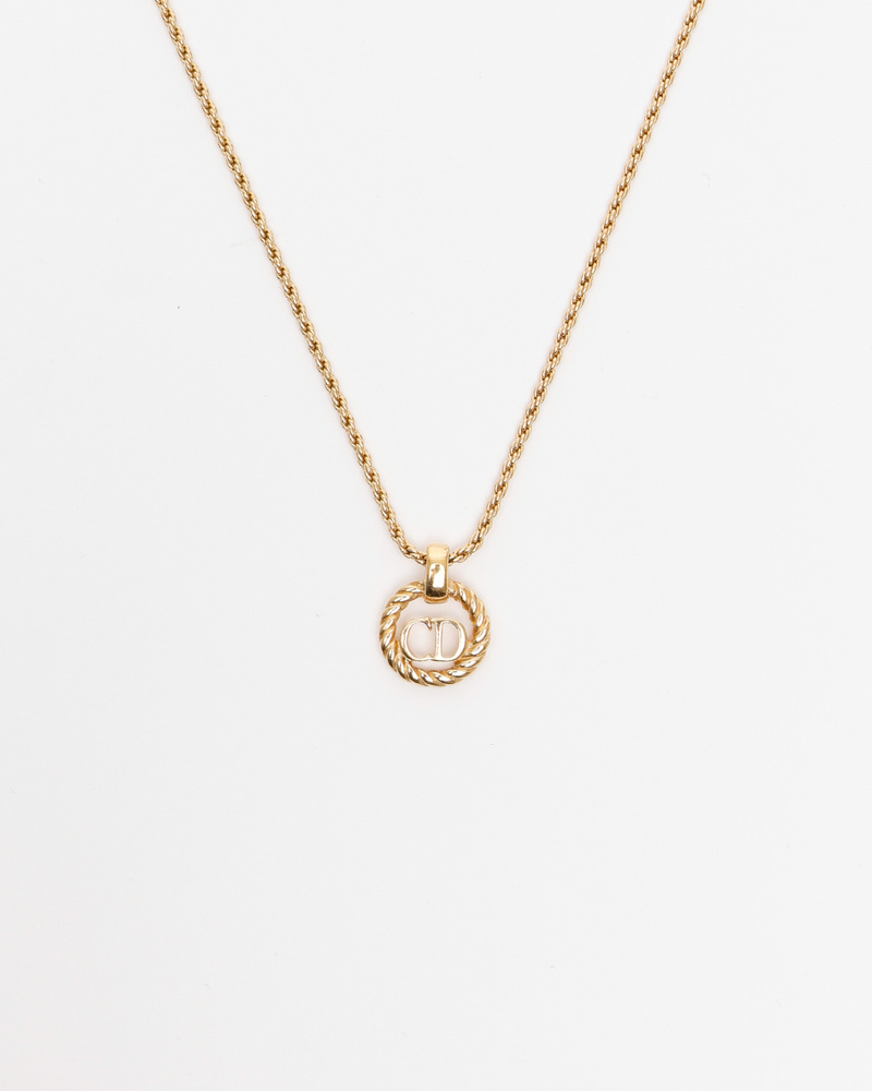 Christian Dior Twist Ring Logo Necklace