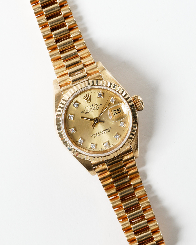 Rolex Lady-Datejust 26mm Ref 69178 18k Gold Diamond Dial Watch