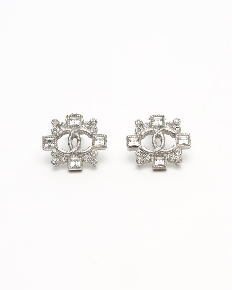 Chanel Coco Mark Rhinestone Clip-on Earrings