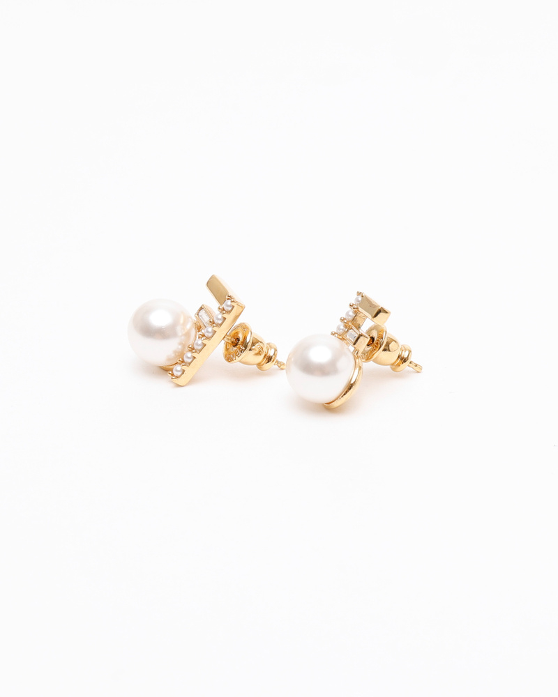 Fendi FF Rhinestone and Pearl Earrings