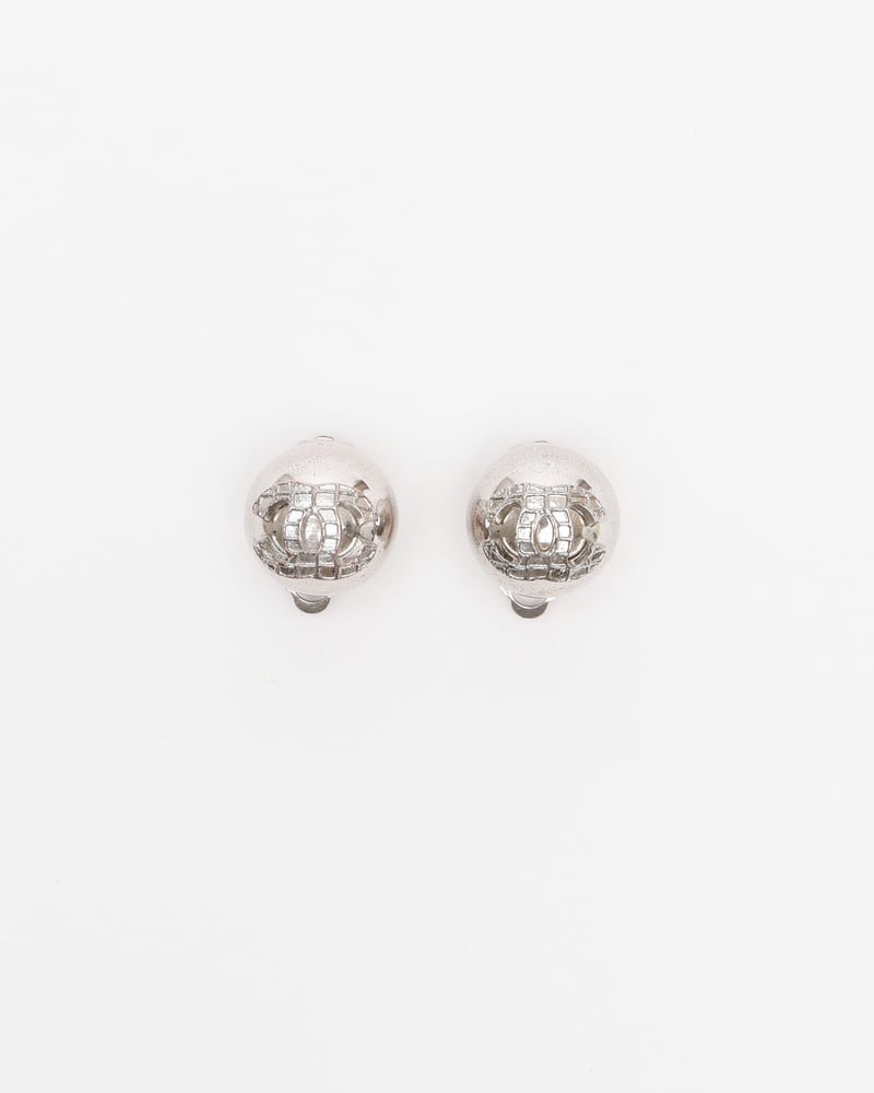 Chanel Coco Mark Silver Clip-on Earrings