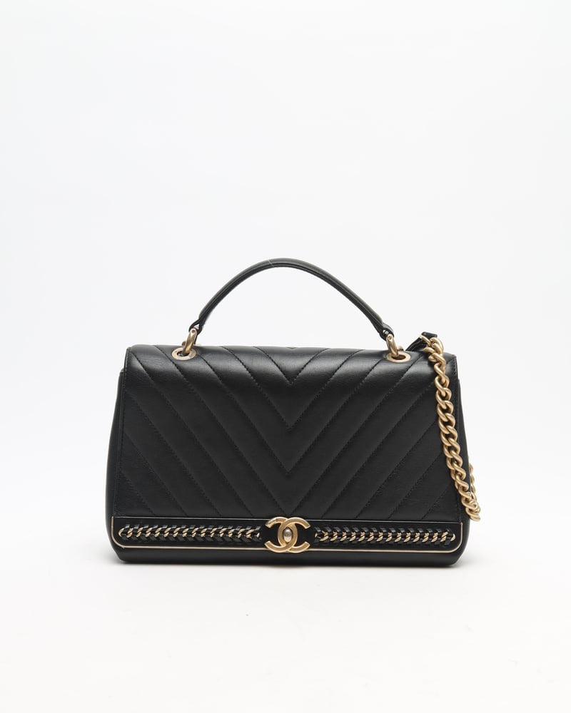 Chanel CC Chevron Top Handle Bag