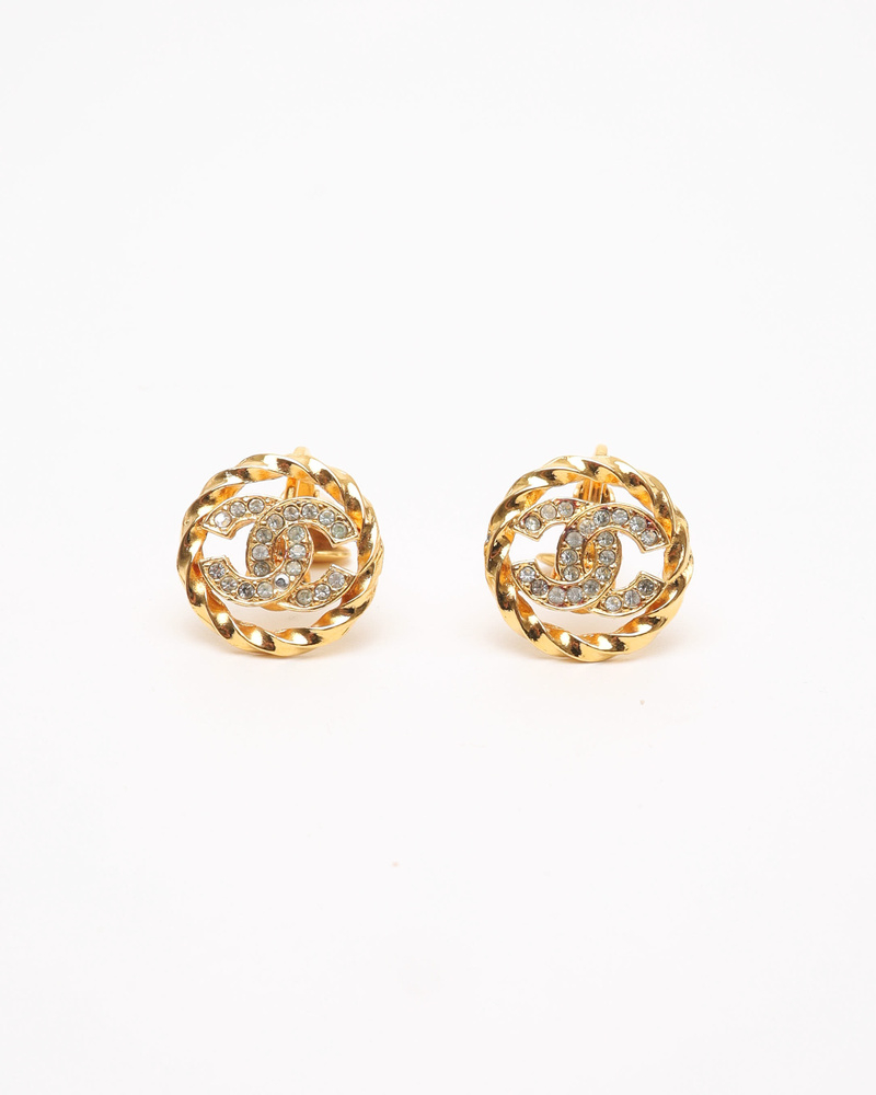 Chanel Coco Mark Rhinestone Clip-on Earrings