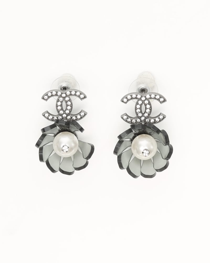 Chanel Coco Mark Rhinestone, Pearl and Flower Motif Earrings