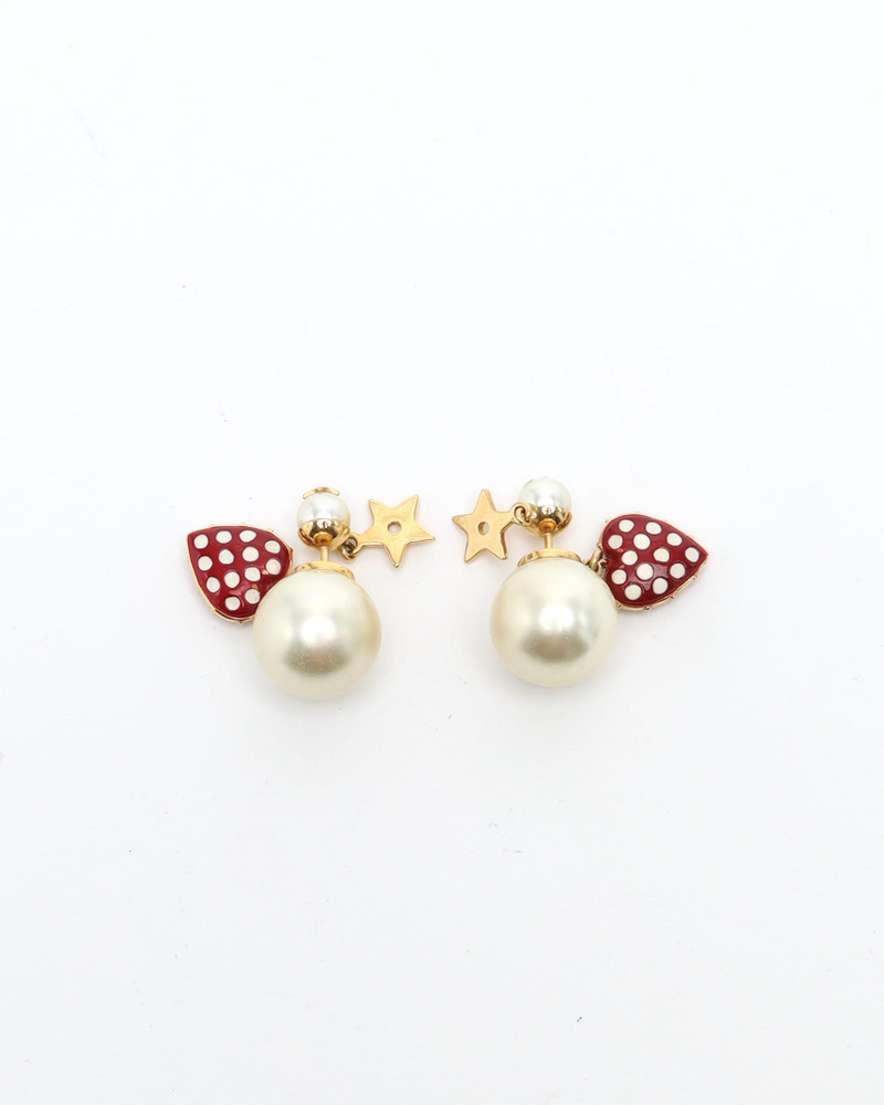 Christian Dior Tribal Pearl Heart Earrings