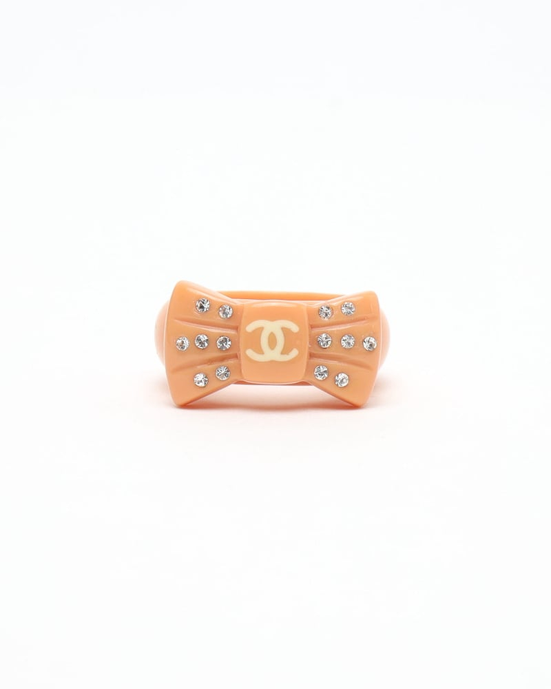 Chanel Coco Mark Ribbon Rhinestone Ring