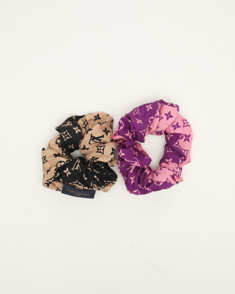 Louis Vuitton Set Of 2 Silk Hair Scrunchies