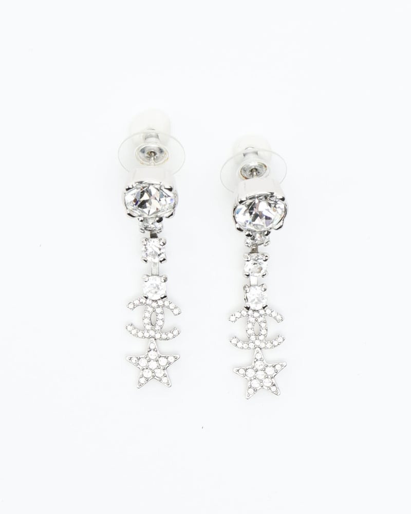 Chanel Coco Mark Rhinestone Dangling Earrings