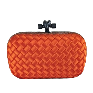 Bottega Veneta Knot Clutch en soie orange et profils  en serpent' d'eau