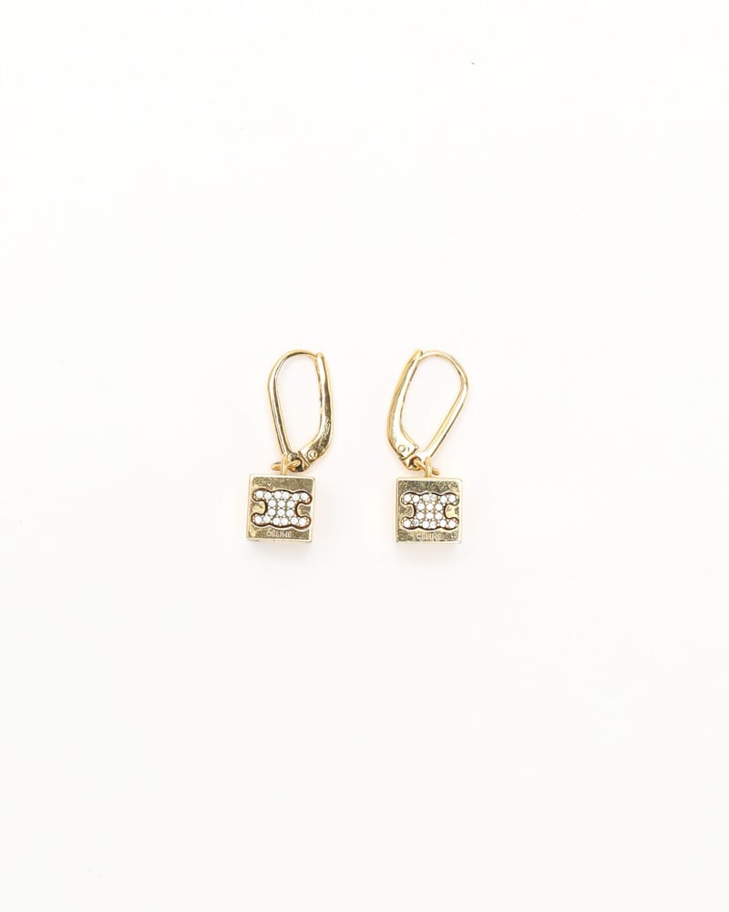 Celine Céline Triomphe Rhinestone Dangle Earrings