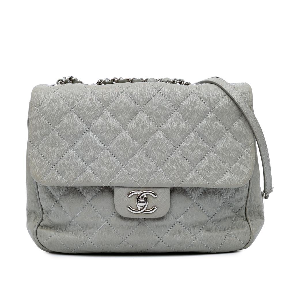 Chanel B Chanel Gray Caviar Leather Leather Large Quilted Caviar Urban Companion Flap Italy