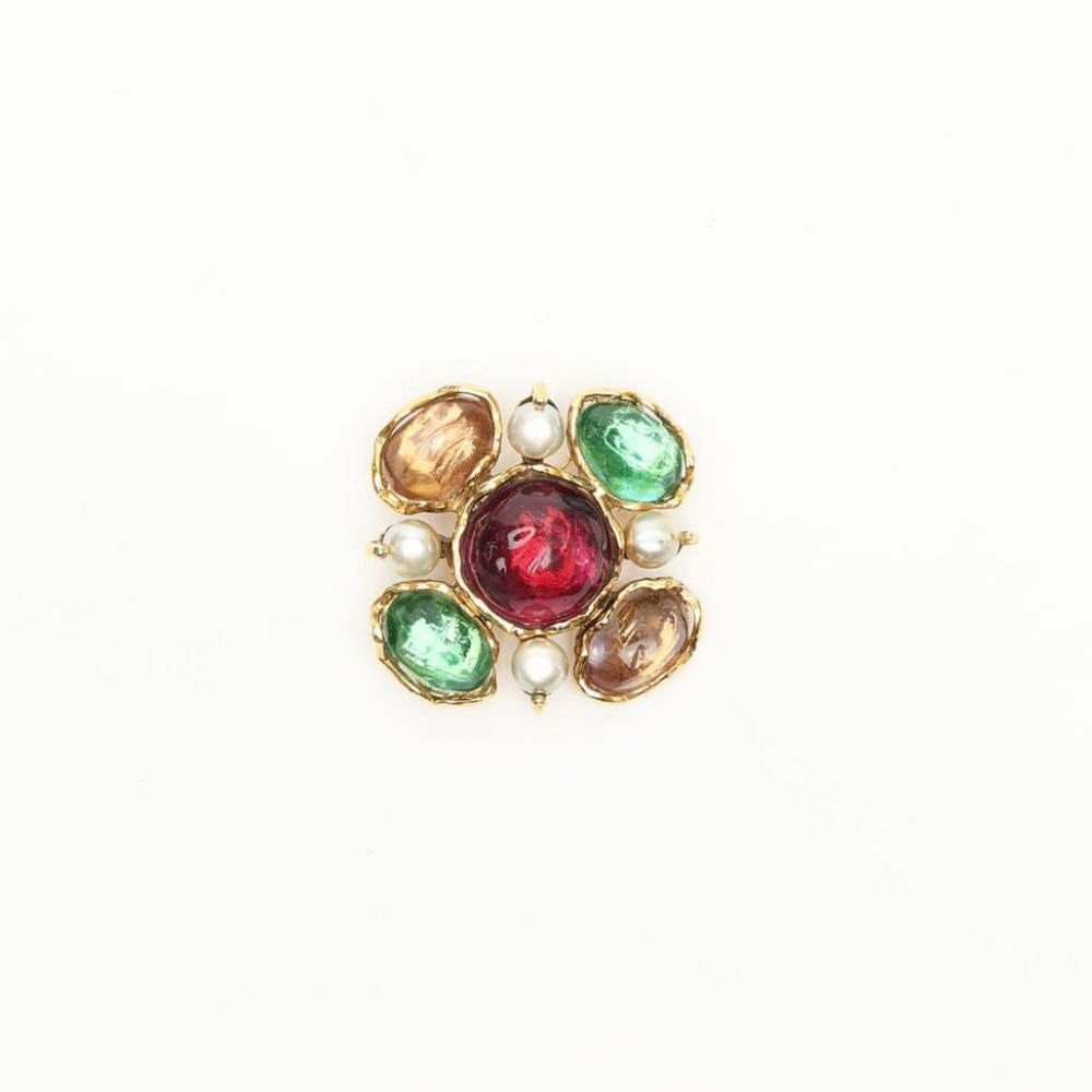 Saint Laurent Vintage Stone Brooch