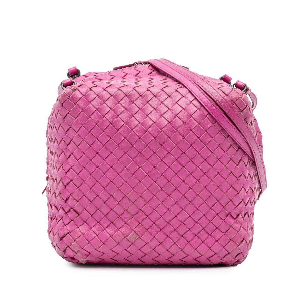 Bottega Veneta B Bottega Veneta Pink Nappa Leather Leather Nappa Intrecciato Cube Crossbody Italy
