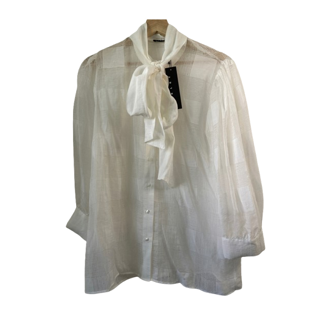 Sisley White blouse with ribbon on top