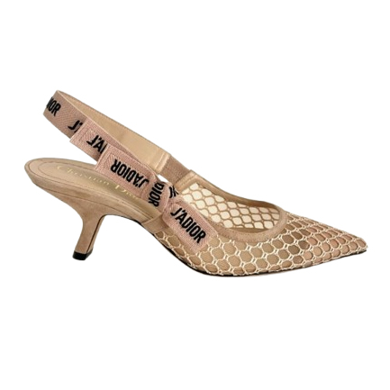 Christian Dior J'Adior Slingback Pumps Nude Mesh & Suede