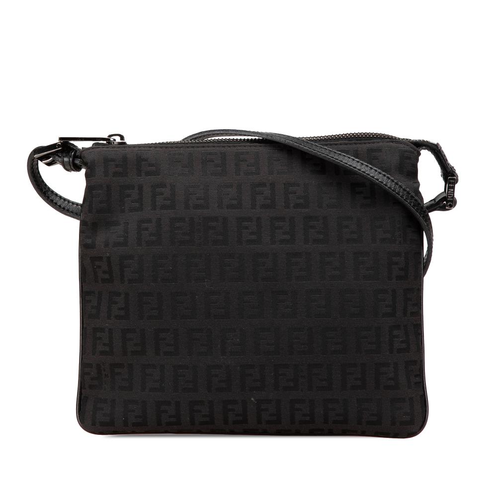 Fendi B Fendi Black Canvas Fabric Zucchino Crossbody Italy